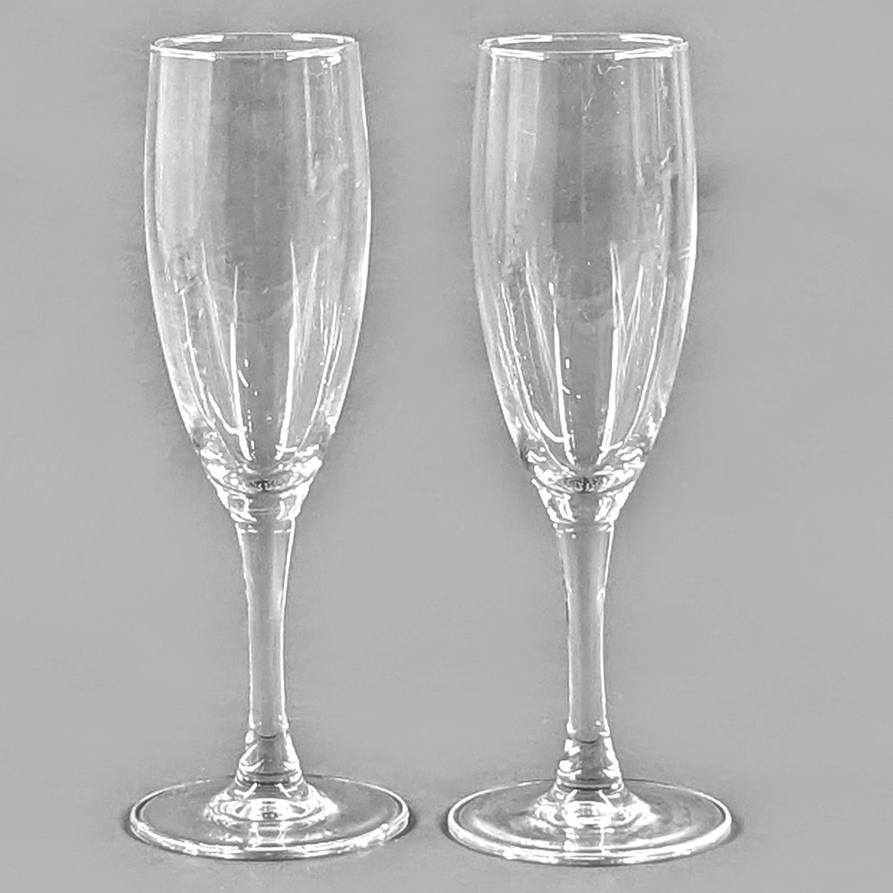 Set of 2 Clear Glass Champagne Flutes Classic Stemmed Toasting Glasses